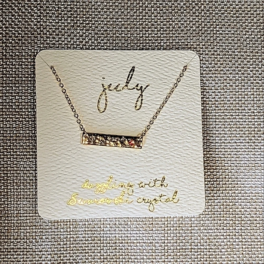 Francesca's July Birthstone Gold-tone Bar Necklace with Swarovski Crystal